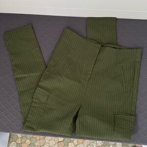 Sky Olive Green Pinstripe Skinny Cargo Trousers, Women’s 1X